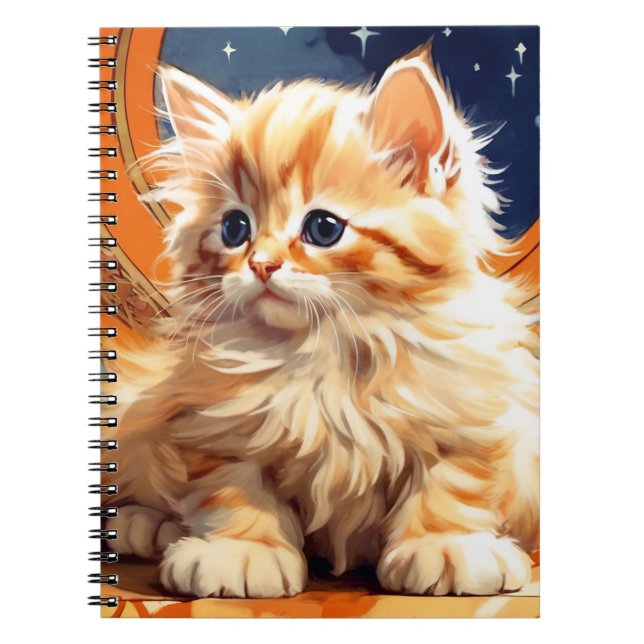 Alphonse Mucha Art Nouveau Orange Cat Notebook (Front)