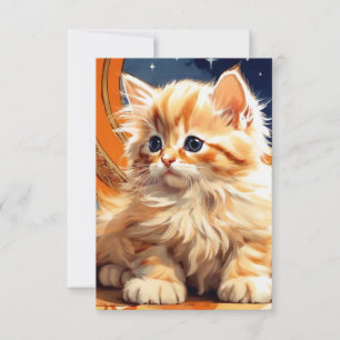 Alphonse Mucha Art Nouveau Orange Cat RSVP Card