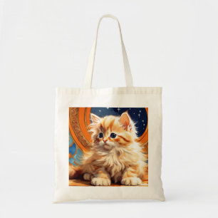 Alphonse Mucha Art Nouveau Orange Cat Tote Bag