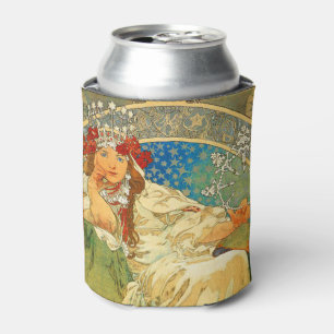 Alphonse Mucha Art Nouveau Princess Hyacinth Can Cooler