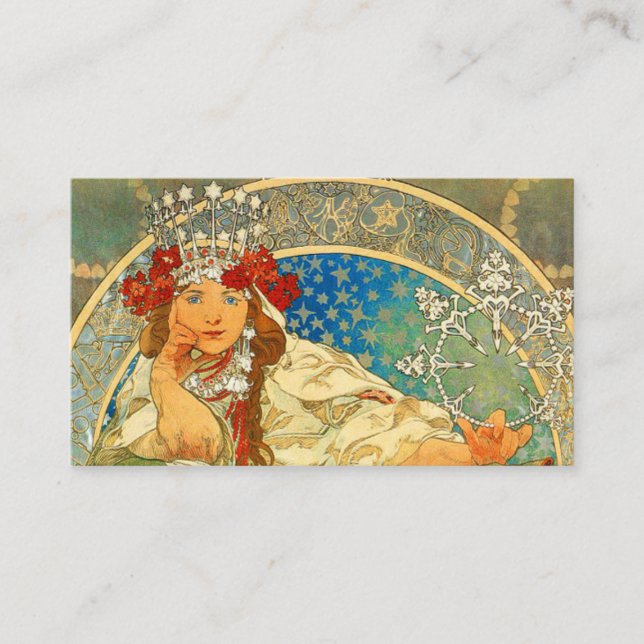 Alphonse Mucha Art Nouveau Princess Hyacinth Enclosure Card (Front)