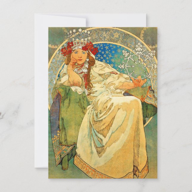 Alphonse Mucha Art Nouveau Princess Hyacinth Invitation (Front)