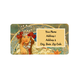 Alphonse Mucha Art Nouveau Princess Hyacinth Label