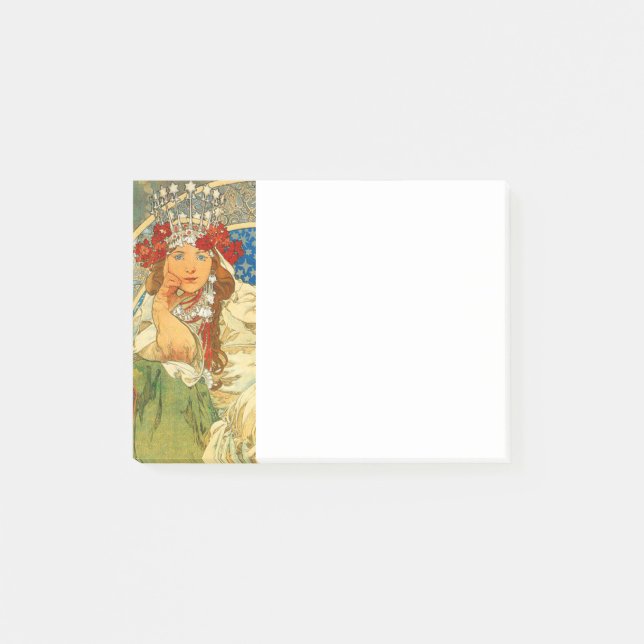 Alphonse Mucha Art Nouveau Princess Hyacinth Post-it Notes (Front)