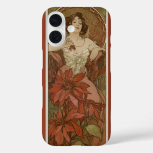 Alphonse Mucha Art Nouveau Ruby Vintage Floral iPhone 16 Case