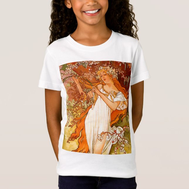 Alphonse Mucha Art Nouveau Spring T-Shirt (Front)