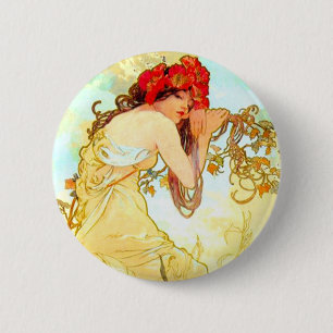 Alphonse Mucha Art Nouveau Summer 6 Cm Round Badge