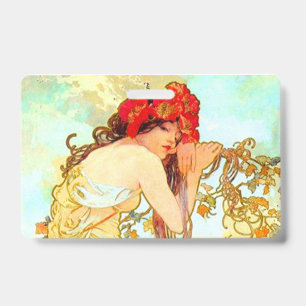 Alphonse Mucha Art Nouveau Summer ID Badge