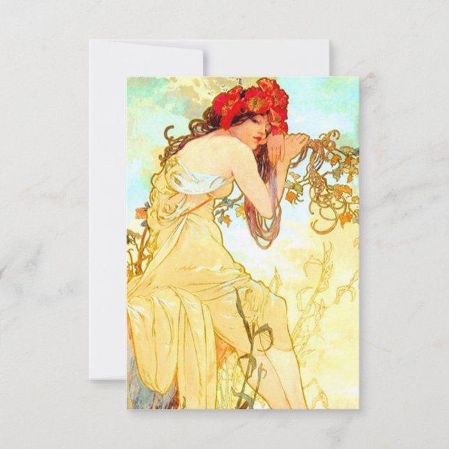 Alphonse Mucha Art Nouveau Summer Invitation (Front)
