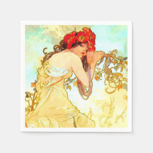 Alphonse Mucha Art Nouveau Summer Napkin