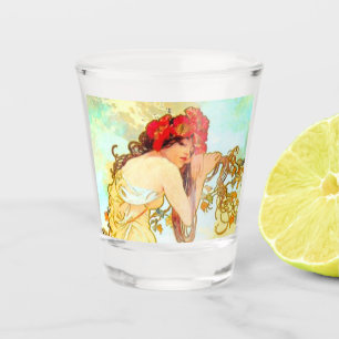 Alphonse Mucha Art Nouveau Summer Shot Glass