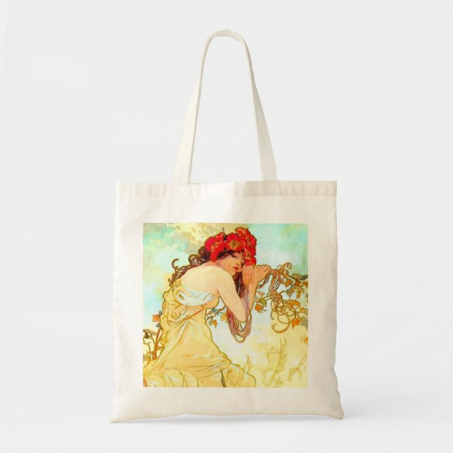 Alphonse Mucha Art Nouveau Summer Tote Bag (Front)