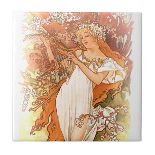 Alphonse Mucha Art Nouveau Tiles