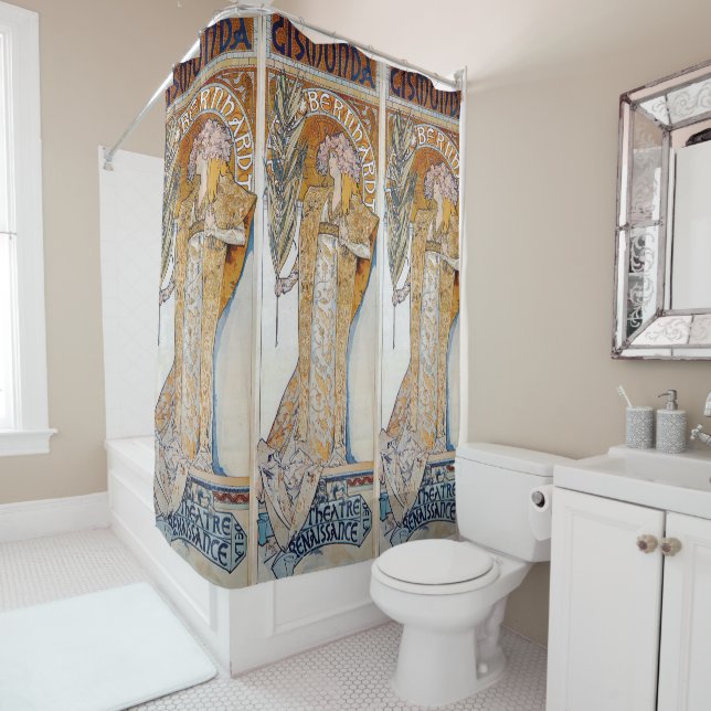 Alphonse Mucha,art,nouveau,vintage,Gismonda Shower Curtain (In Situ)