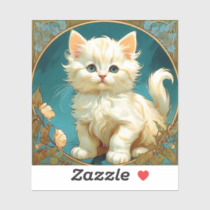 Alphonse Mucha Art Nouveau White Cat