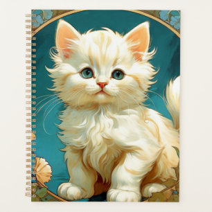 Alphonse Mucha Art Nouveau White Cat Planner