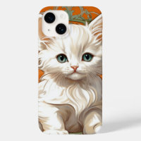 Alphonse Mucha Art Nouveau White Kitten