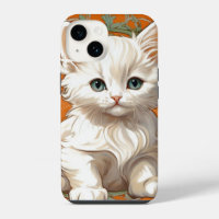 Alphonse Mucha Art Nouveau White Kitten