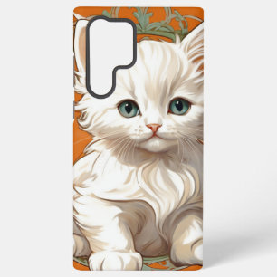 Alphonse Mucha Art Nouveau White Kitten Samsung Galaxy Case
