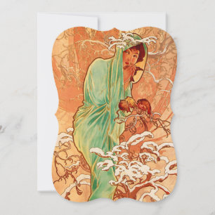 Alphonse Mucha Art Nouveau Winter Card