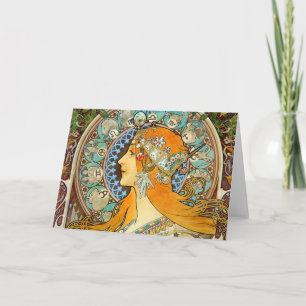Alphonse Mucha Art Nouveau Zodiac Invitation