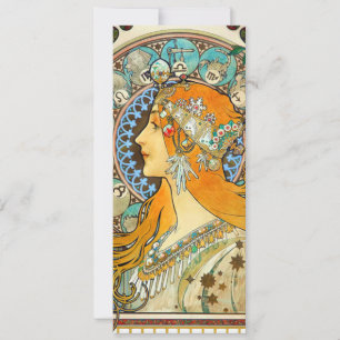 Alphonse Mucha Art Nouveau Zodiac Invitation