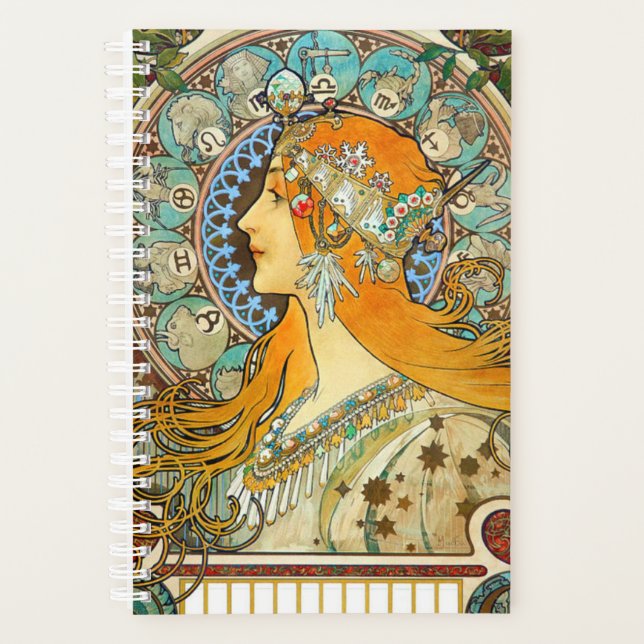 Alphonse Mucha Art Nouveau Zodiac Planner (Front)