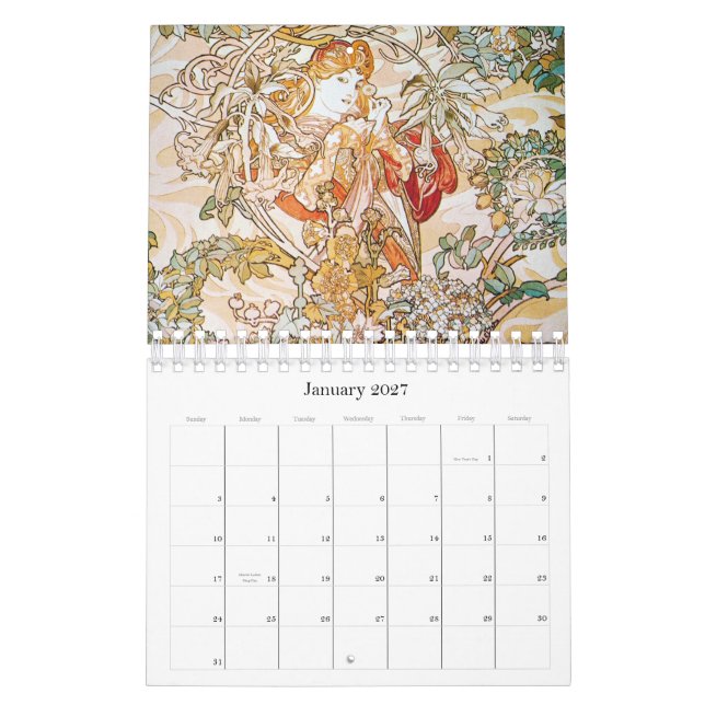 Alphonse Mucha Artwork Calendar (Jan 2027)