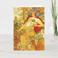 Alphonse Mucha Autumn Greeting Card