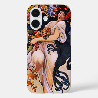 Alphonse Mucha Autumn Season, Vintage Art Nouveau iPhone 16 Case