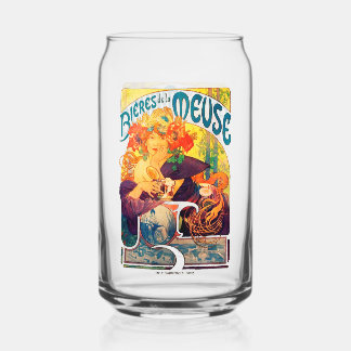 Alphonse Mucha beer glass beer can glass Bieres
