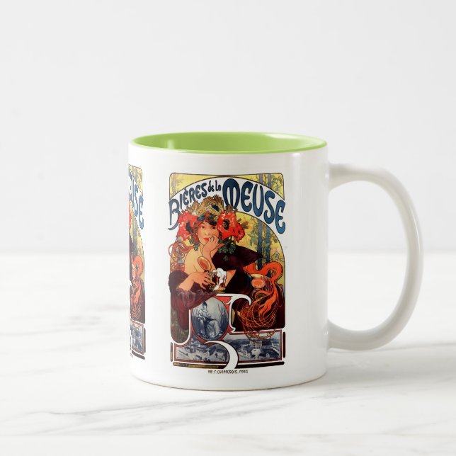 Alphonse Mucha , Bières de la Meuse , 1897 Two-Tone Coffee Mug (Right)