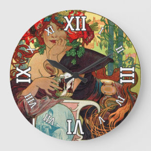 Alphonse Mucha Bieres De La Meuse Large Clock