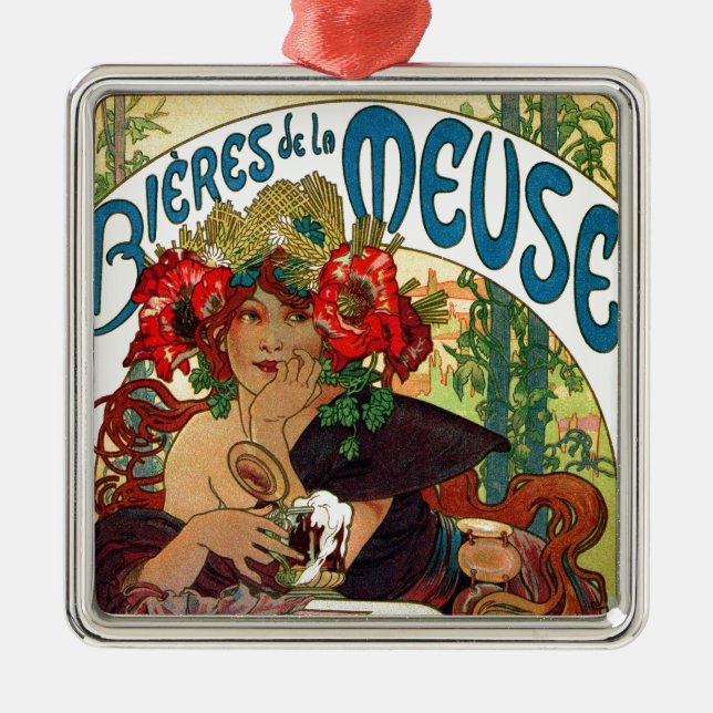 Alphonse Mucha Bieres De La Meuse Metal Tree Decoration (Front)