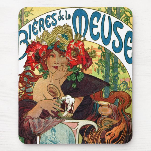 Alphonse Mucha Bieres De La Meuse Mouse Pad (Front)