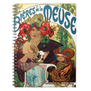 Alphonse Mucha Bieres De La Meuse Spiral Notebook