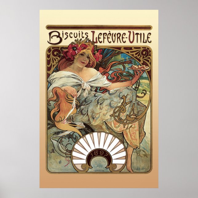 Alphonse Mucha Biscuits Lefevre Utile Poster (Front)