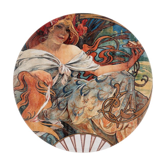 Alphonse Mucha Biscuits Lefevre-Utile Speckled Frm Cutting Board (Front)