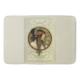 Alphonse Mucha - Byzantine Heads Brunette Bath Mat