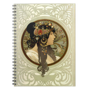 Alphonse Mucha - Byzantine Heads Brunette Notebook