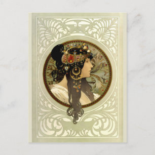 Alphonse Mucha - Byzantine Heads Brunette Postcard