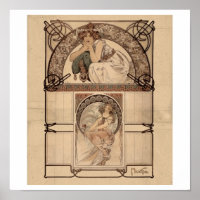 Alphonse Mucha - Calendar of cherry blossom RARE