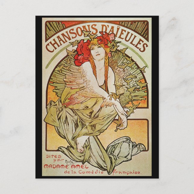 ALPHONSE MUCHA CHANSONS D`AJEULES POSTCARD (Front)