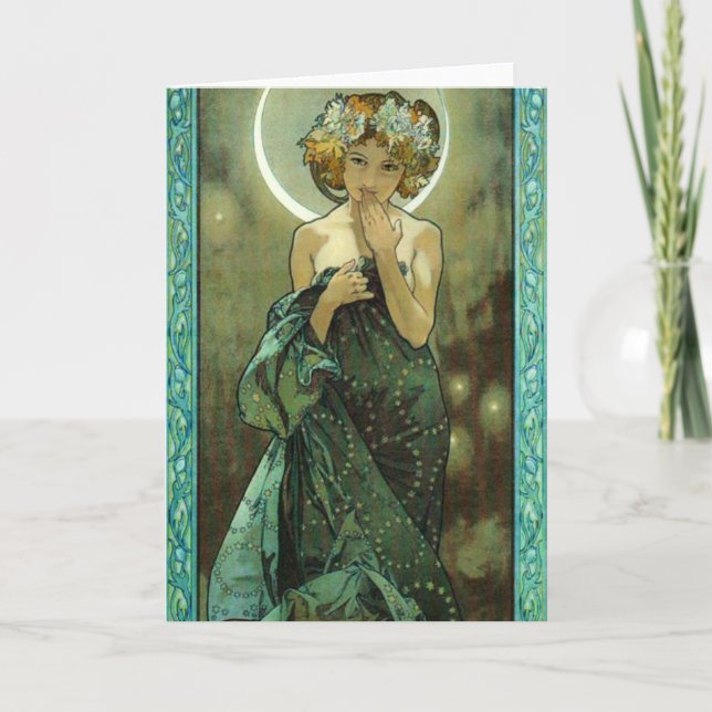 Alphonse Mucha Clair De Lune Greeting Card (Front)
