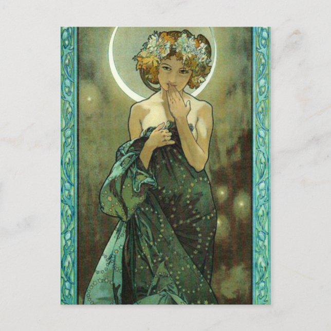 Alphonse Mucha Clair De Lune Postcard (Front)