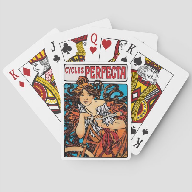 Alphonse Mucha - Cycles Perfecta Retro Art Nouveau Playing Cards (Back)