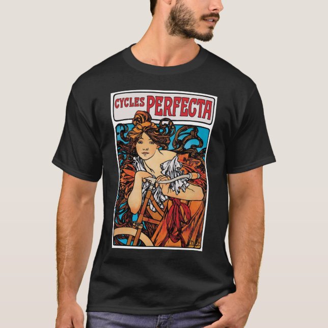 Alphonse Mucha - Cycles Perfecta Retro Art Nouveau T-Shirt (Front)