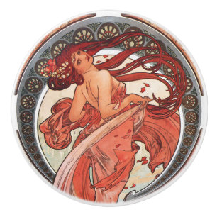Alphonse Mucha Dance 1898 Art Nouveau Vintage Ceramic Knob