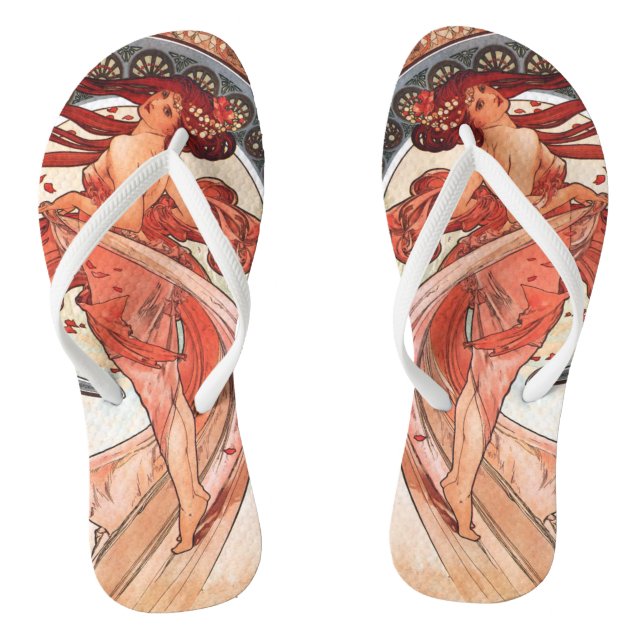 Alphonse Mucha Dance 1898 Art Nouveau Vintage Jandals (Footbed)