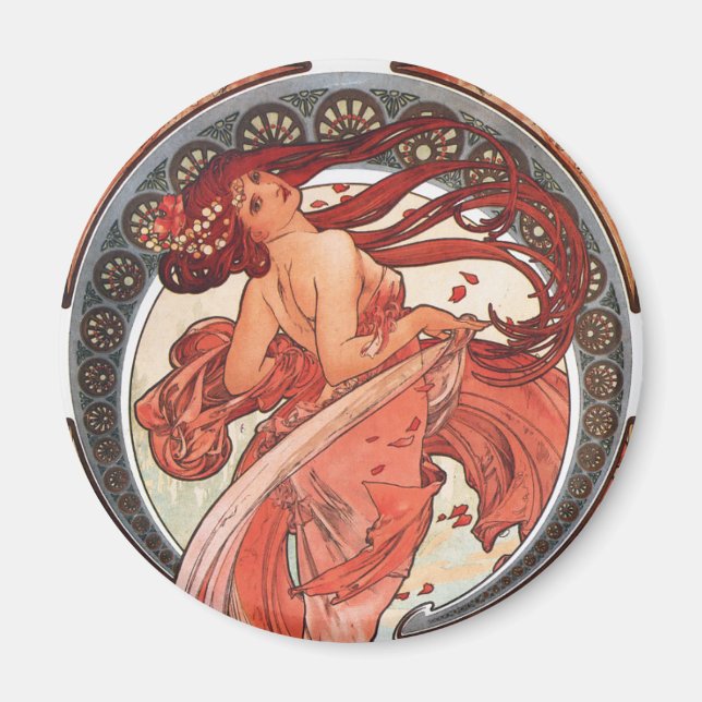 Alphonse Mucha Dance 1898 Art Nouveau Vintage Magnet (Front)